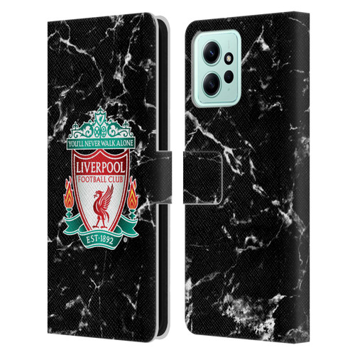 Liverpool Football Club Marble Black Crest Leather Book Wallet Case Cover For Xiaomi Redmi 12