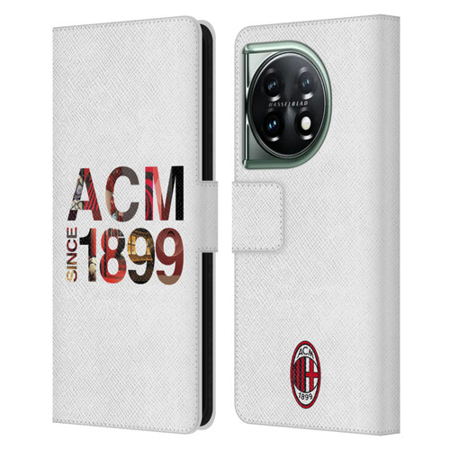 AC Milan Adults 1899 Leather Book Wallet Case Cover For OnePlus 11 5G