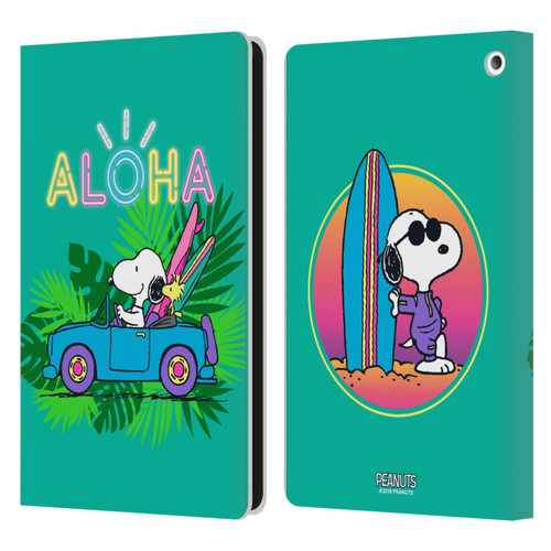 Peanuts Snoopy Aloha Disco Tropical Surf Leather Book Wallet Case Cover For Amazon Fire HD 8/Fire HD 8 Plus 2020
