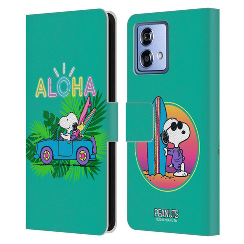 Peanuts Snoopy Aloha Disco Tropical Surf Leather Book Wallet Case Cover For Motorola Moto G84 5G