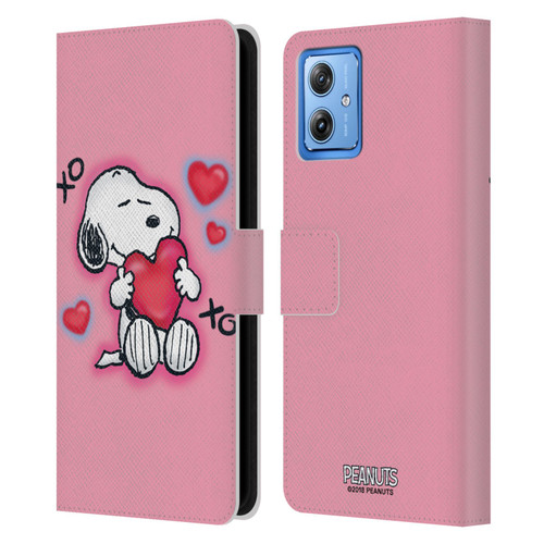 Peanuts Snoopy Boardwalk Airbrush XOXO Leather Book Wallet Case Cover For Motorola Moto G54 5G
