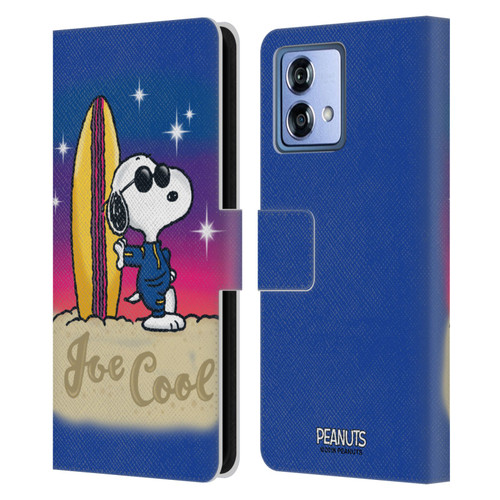 Peanuts Snoopy Boardwalk Airbrush Joe Cool Surf Leather Book Wallet Case Cover For Motorola Moto G84 5G