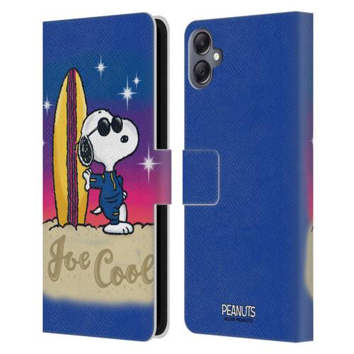 Peanuts Snoopy Boardwalk Airbrush Joe Cool Surf Leather Book Wallet Case Cover For Samsung Galaxy A05