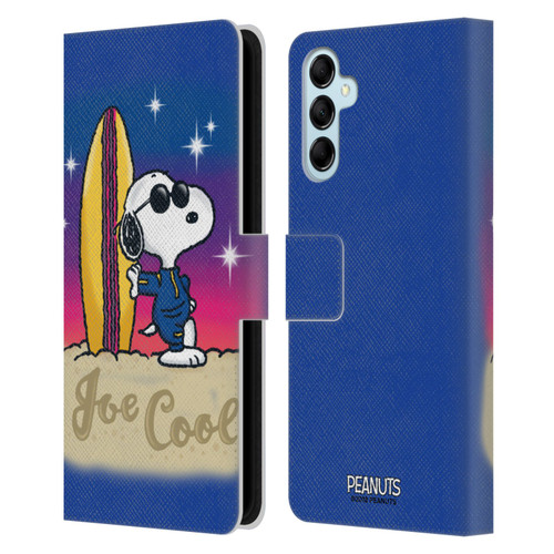 Peanuts Snoopy Boardwalk Airbrush Joe Cool Surf Leather Book Wallet Case Cover For Samsung Galaxy M14 5G