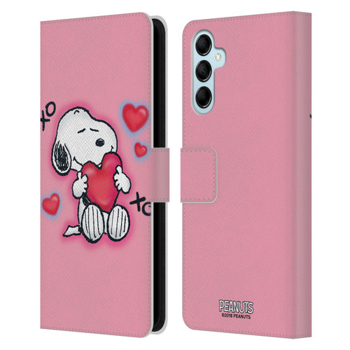 Peanuts Snoopy Boardwalk Airbrush XOXO Leather Book Wallet Case Cover For Samsung Galaxy M14 5G