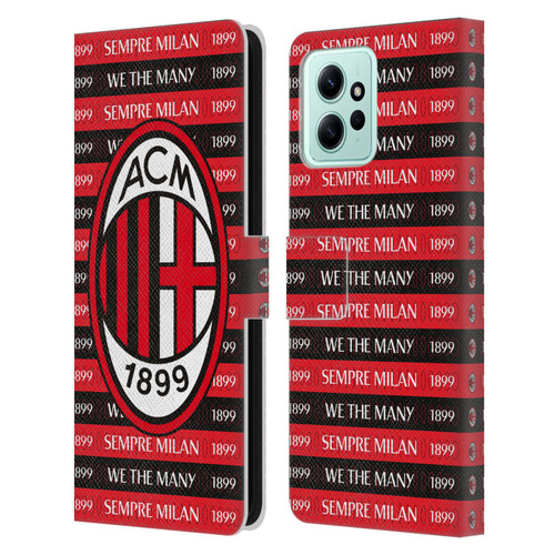 AC Milan Art Sempre Milan 1899 Leather Book Wallet Case Cover For Xiaomi Redmi 12