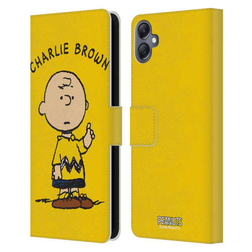 Peanuts Characters Charlie Brown Leather Book Wallet Case Cover For Samsung Galaxy A05