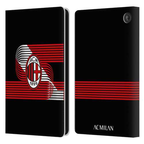 AC Milan Crest Patterns Diagonal Leather Book Wallet Case Cover For Amazon Fire 7 2022