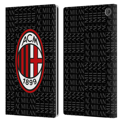 AC Milan Crest Patterns Red And Grey Leather Book Wallet Case Cover For Amazon Fire Max 11 2023