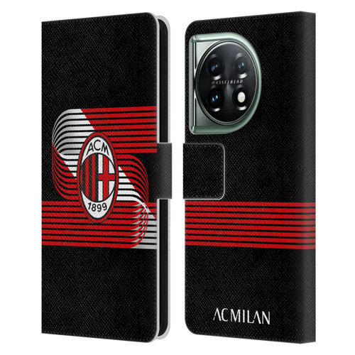 AC Milan Crest Patterns Diagonal Leather Book Wallet Case Cover For OnePlus 11 5G