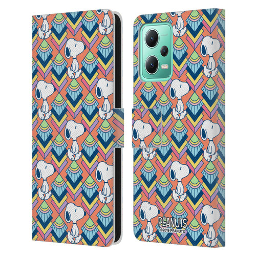 Peanuts Snoopy Deco Dreams Orange Pattern Leather Book Wallet Case Cover For Xiaomi Redmi Note 12 5G