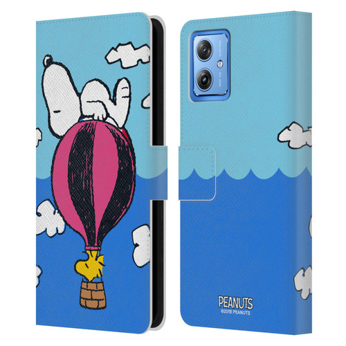 Peanuts Halfs And Laughs Snoopy & Woodstock Balloon Leather Book Wallet Case Cover For Motorola Moto G54 5G
