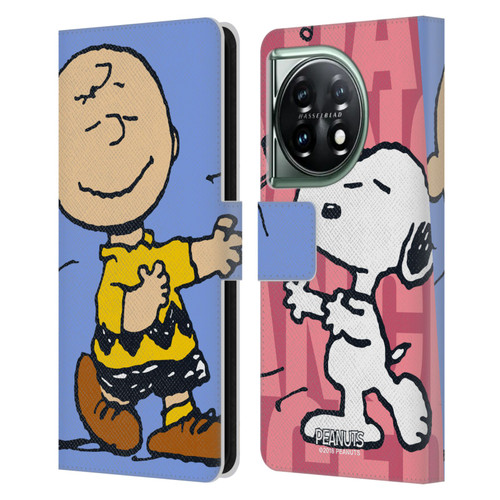 Peanuts Halfs And Laughs Snoopy & Charlie Leather Book Wallet Case Cover For OnePlus 11 5G