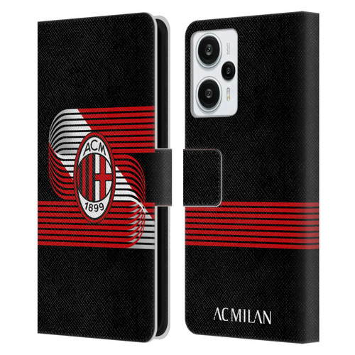 AC Milan Crest Patterns Diagonal Leather Book Wallet Case Cover For Xiaomi Redmi Note 12T