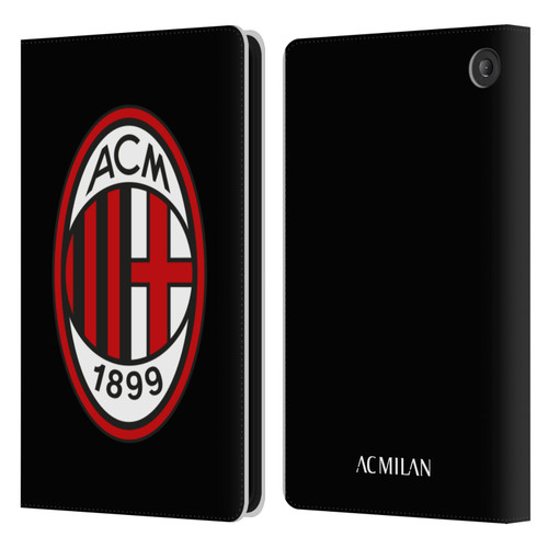 AC Milan Crest Full Colour Black Leather Book Wallet Case Cover For Amazon Fire 7 2022