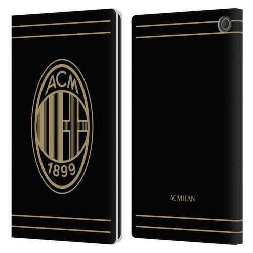 AC Milan Crest Black And Gold Leather Book Wallet Case Cover For Amazon Fire Max 11 2023