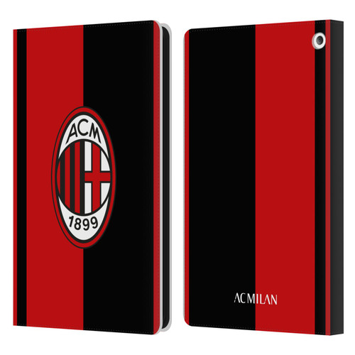 AC Milan Crest Red And Black Leather Book Wallet Case Cover For Amazon Fire HD 8/Fire HD 8 Plus 2020