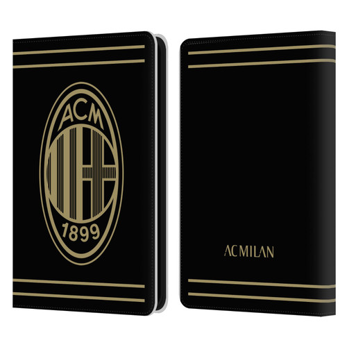 AC Milan Crest Black And Gold Leather Book Wallet Case Cover For Amazon Kindle 11th Gen 6in 2022