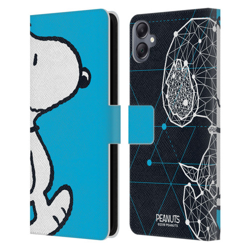 Peanuts Halfs And Laughs Snoopy Geometric Leather Book Wallet Case Cover For Samsung Galaxy A05