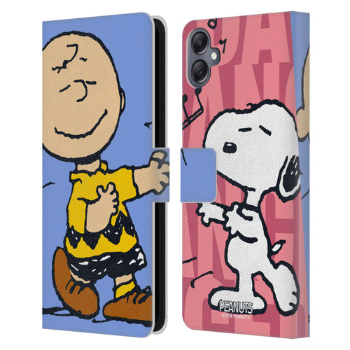 Peanuts Halfs And Laughs Snoopy & Charlie Leather Book Wallet Case Cover For Samsung Galaxy A05