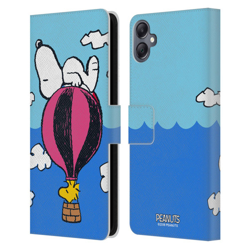 Peanuts Halfs And Laughs Snoopy & Woodstock Balloon Leather Book Wallet Case Cover For Samsung Galaxy A05
