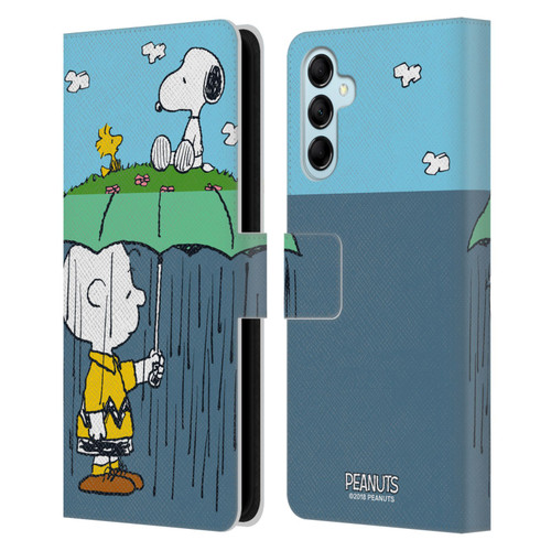 Peanuts Halfs And Laughs Charlie, Snoppy & Woodstock Leather Book Wallet Case Cover For Samsung Galaxy M14 5G