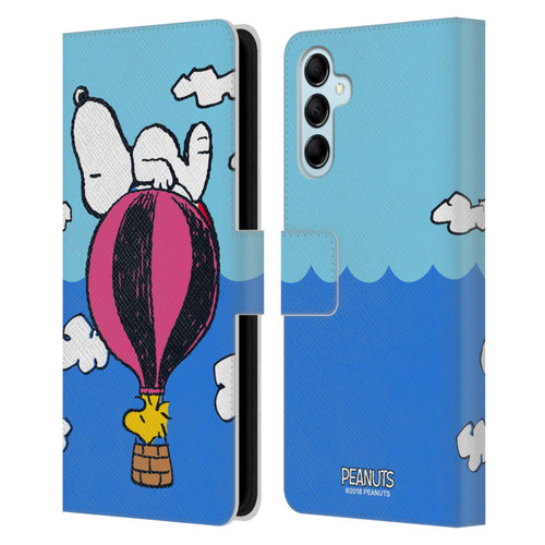 Peanuts Halfs And Laughs Snoopy & Woodstock Balloon Leather Book Wallet Case Cover For Samsung Galaxy M14 5G
