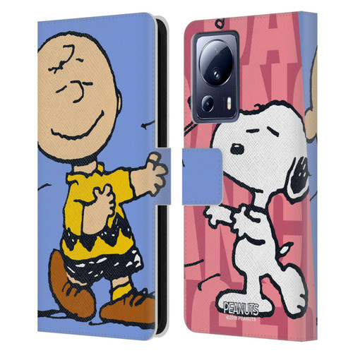 Peanuts Halfs And Laughs Snoopy & Charlie Leather Book Wallet Case Cover For Xiaomi 13 Lite 5G