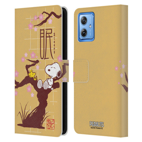 Peanuts Oriental Snoopy Sleepy Leather Book Wallet Case Cover For Motorola Moto G54 5G