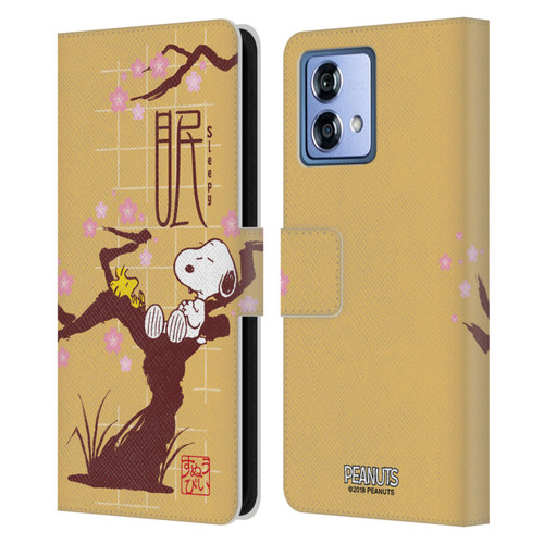 Peanuts Oriental Snoopy Sleepy Leather Book Wallet Case Cover For Motorola Moto G84 5G