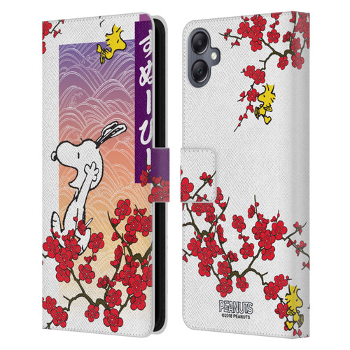 Peanuts Oriental Snoopy Cherry Blossoms 2 Leather Book Wallet Case Cover For Samsung Galaxy A05