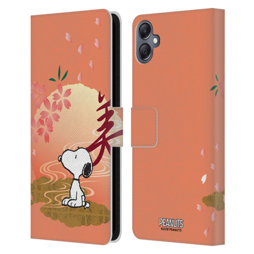 Peanuts Oriental Snoopy Sakura Leather Book Wallet Case Cover For Samsung Galaxy A05