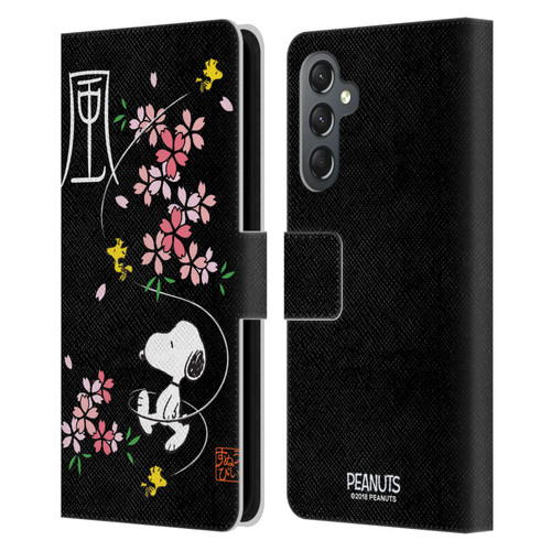 Peanuts Oriental Snoopy Cherry Blossoms Leather Book Wallet Case Cover For Samsung Galaxy A25 5G