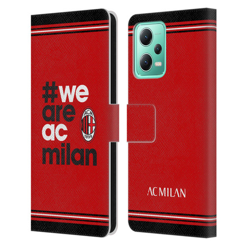 AC Milan Crest Stripes Leather Book Wallet Case Cover For Xiaomi Redmi Note 12 5G
