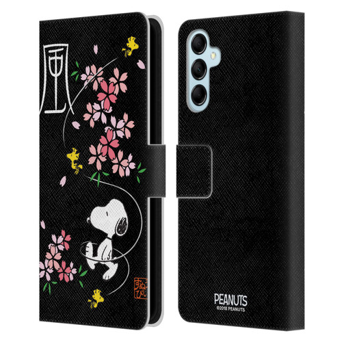 Peanuts Oriental Snoopy Cherry Blossoms Leather Book Wallet Case Cover For Samsung Galaxy M14 5G