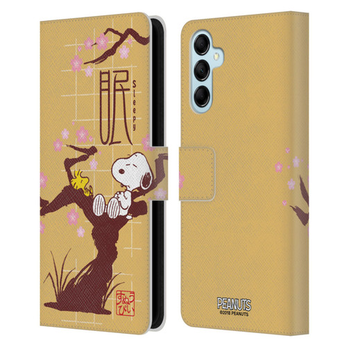 Peanuts Oriental Snoopy Sleepy Leather Book Wallet Case Cover For Samsung Galaxy M14 5G