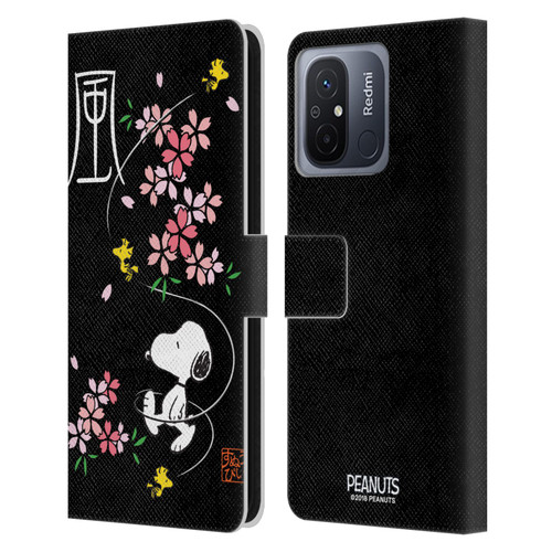 Peanuts Oriental Snoopy Cherry Blossoms Leather Book Wallet Case Cover For Xiaomi Redmi 12C