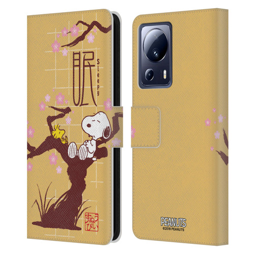 Peanuts Oriental Snoopy Sleepy Leather Book Wallet Case Cover For Xiaomi 13 Lite 5G