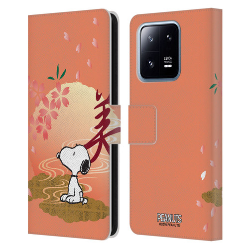 Peanuts Oriental Snoopy Sakura Leather Book Wallet Case Cover For Xiaomi 13 Pro 5G