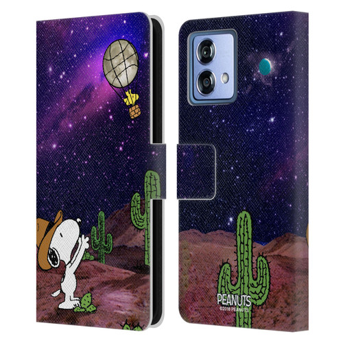 Peanuts Snoopy Space Cowboy Nebula Balloon Woodstock Leather Book Wallet Case Cover For Motorola Moto G84 5G