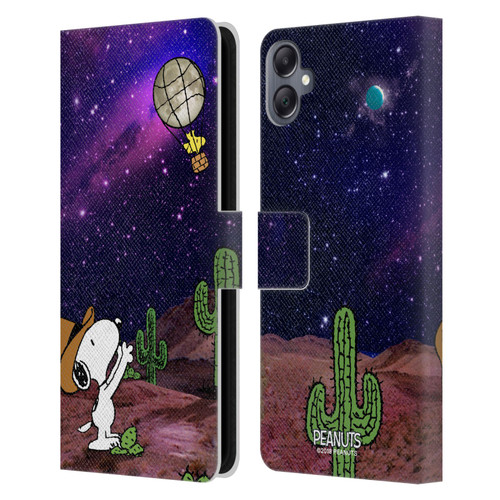 Peanuts Snoopy Space Cowboy Nebula Balloon Woodstock Leather Book Wallet Case Cover For Samsung Galaxy A05