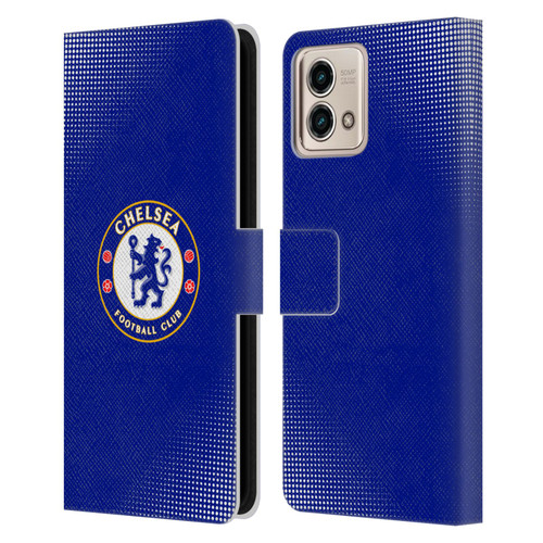Chelsea Football Club Crest Halftone Leather Book Wallet Case Cover For Motorola Moto G Stylus 5G 2023