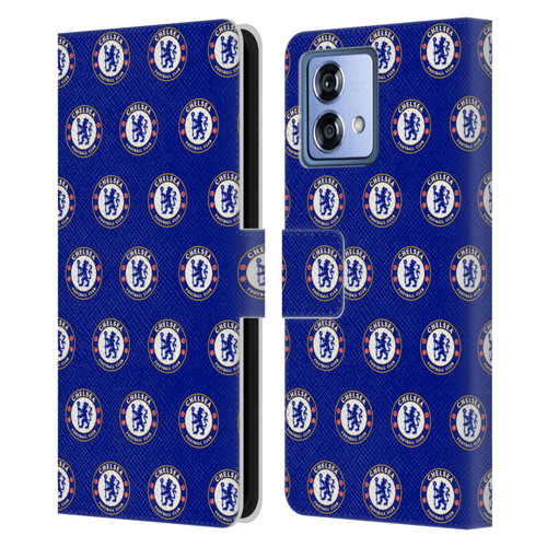 Chelsea Football Club Crest Pattern Leather Book Wallet Case Cover For Motorola Moto G84 5G