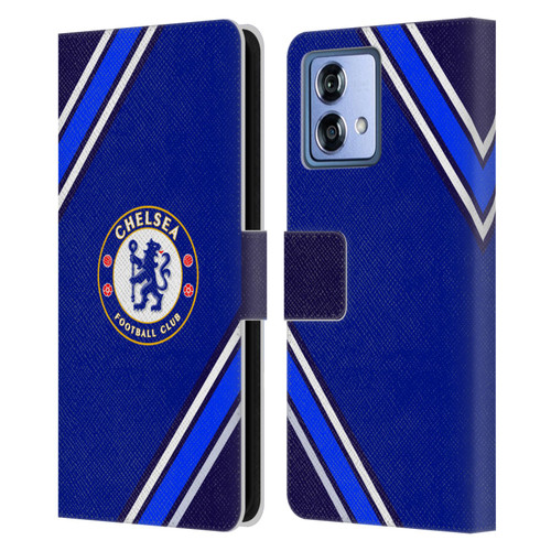 Chelsea Football Club Crest Stripes Leather Book Wallet Case Cover For Motorola Moto G84 5G