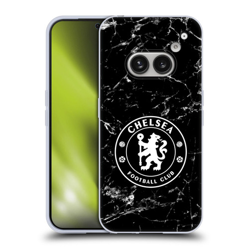Chelsea Football Club Crest Black Marble Soft Gel Case for Nothing Phone (2a)