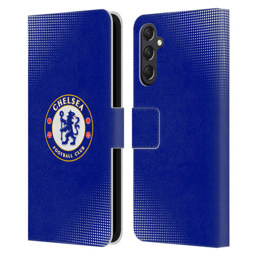 Chelsea Football Club Crest Halftone Leather Book Wallet Case Cover For Samsung Galaxy A24 4G / M34 5G
