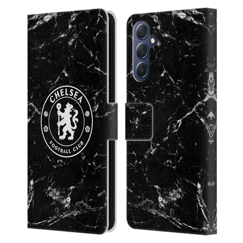 Chelsea Football Club Crest Black Marble Leather Book Wallet Case Cover For Samsung Galaxy M54 5G