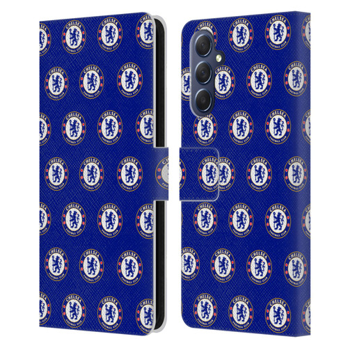 Chelsea Football Club Crest Pattern Leather Book Wallet Case Cover For Samsung Galaxy M54 5G