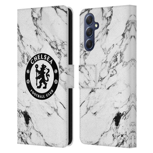 Chelsea Football Club Crest White Marble Leather Book Wallet Case Cover For Samsung Galaxy M54 5G