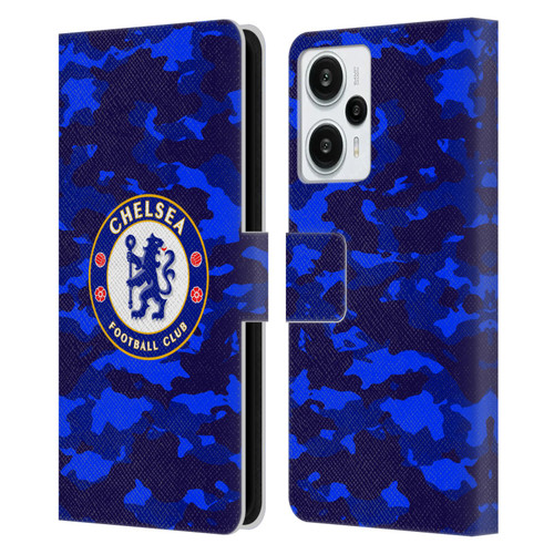 Chelsea Football Club Crest Camouflage Leather Book Wallet Case Cover For Xiaomi Redmi Note 12T